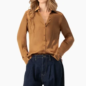 Blusa satinada manga larga