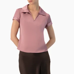 Blusa lisa de cuello camisero