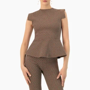 Blusa peplum de manga simulada