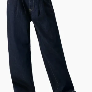 Jeans marino de pierna amplia