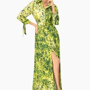 Maxi vestido camisero estampado