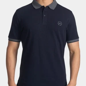 Polo fondo entero para hombre navy