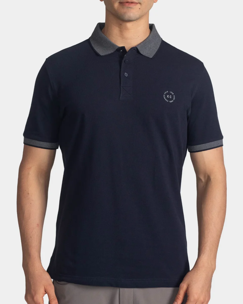 Polo fondo entero para hombre navy